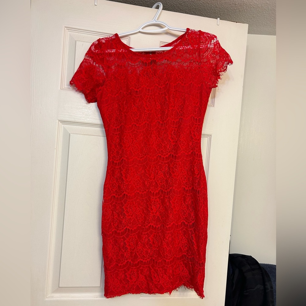 Red lace dress